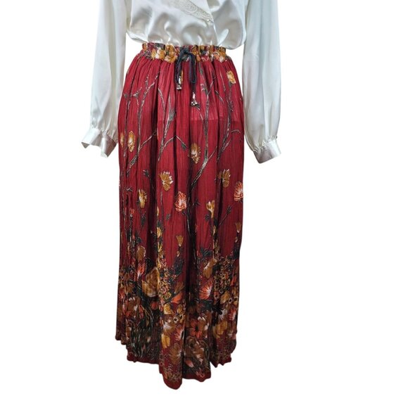 Vtg Floral Skirt Drawstring Waist Small Medium Large XL Floral Romantic Hippie - Picture 3 of 9